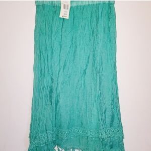 Krazy Kat Long Teal Green Boho Skirt